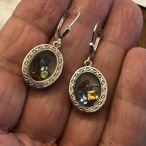 Unique gemstones in sterling silver case 
Leverback earrings